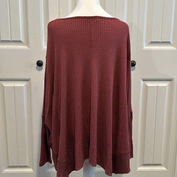 KyeMi Small Burgundy Batwing Waffle Knit Sweater Top NWOT - Picture 11 of 12